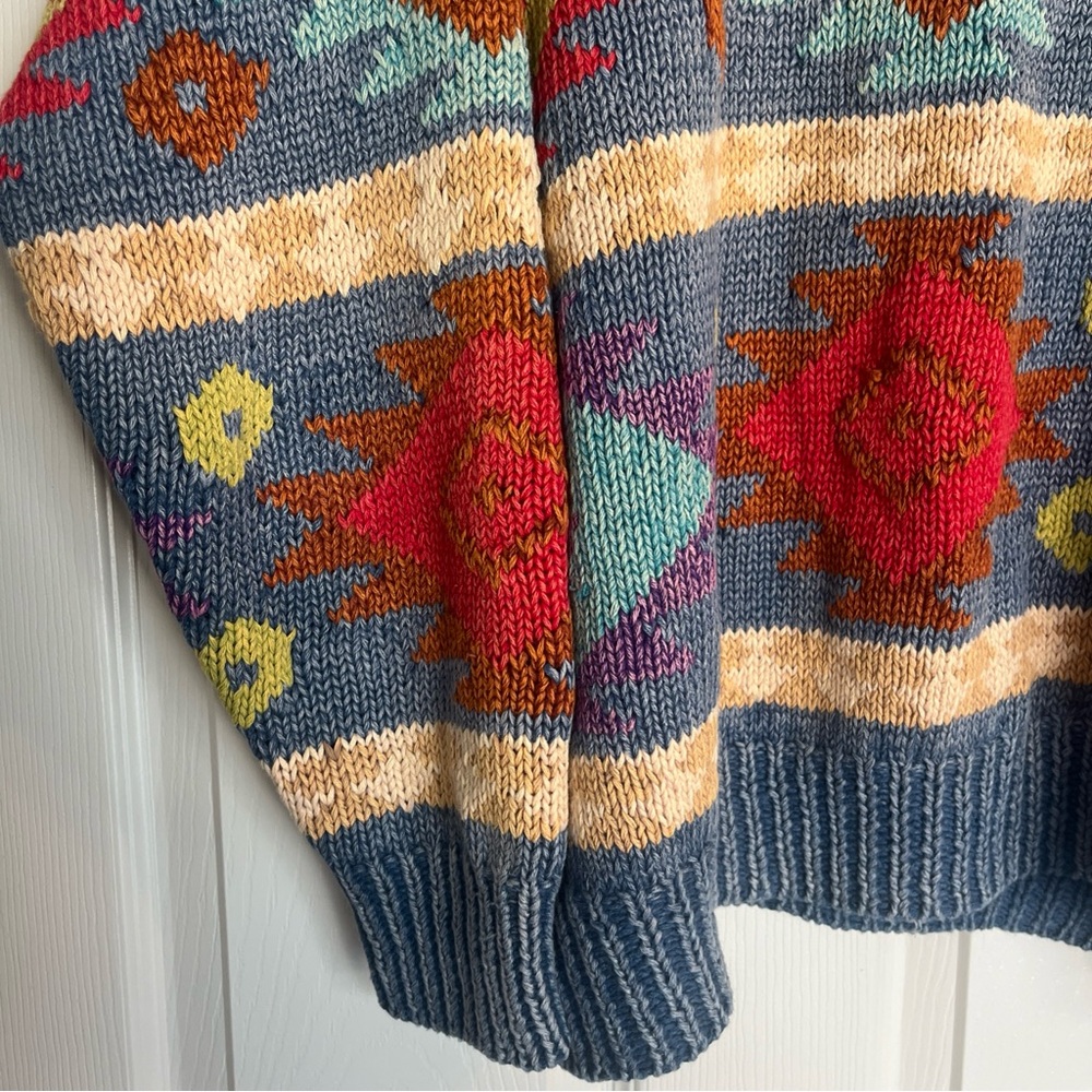 Structure Multicolor Geometric Sweater Aztec Print Heavy Blue - Picture 5 of 12